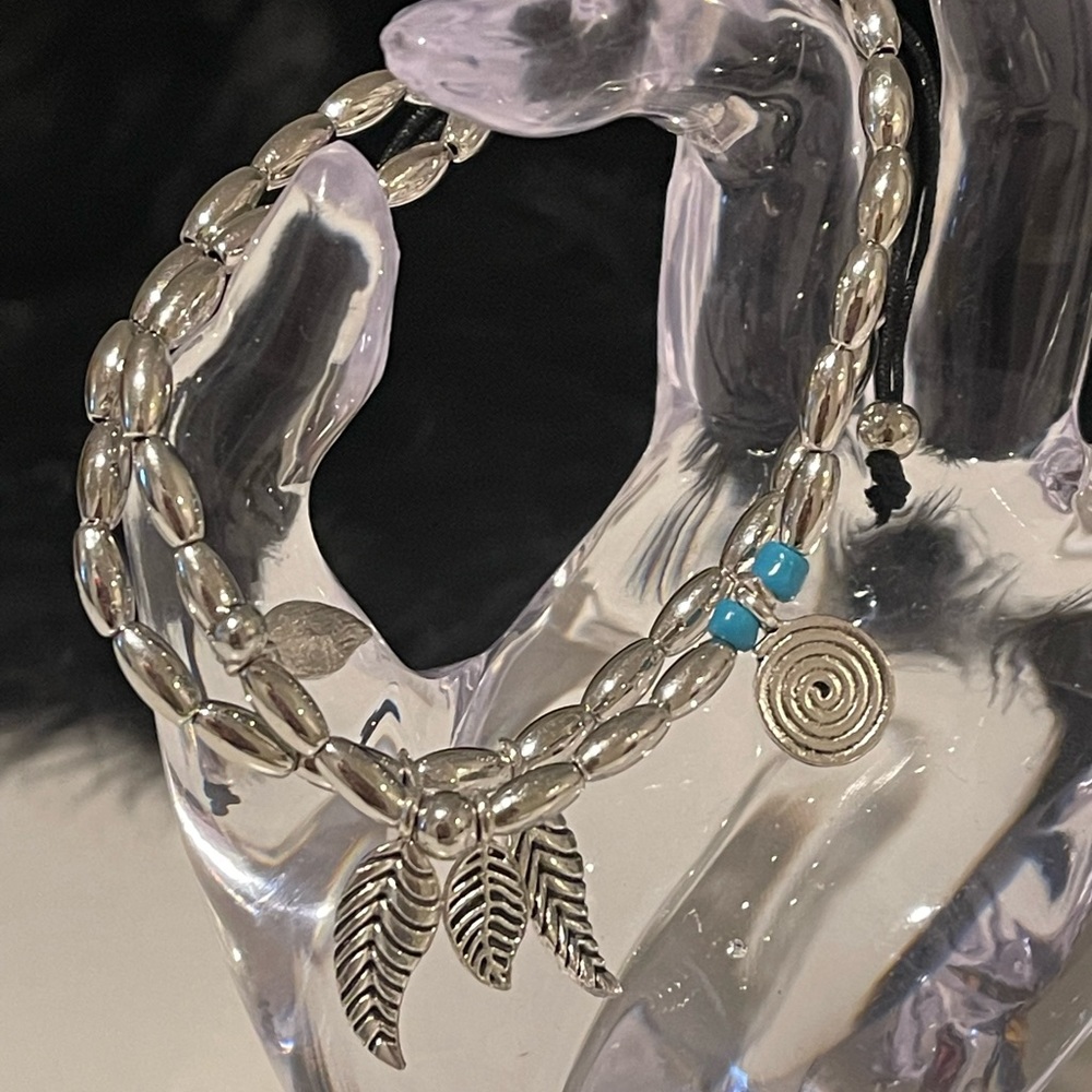 Antique Silver Double Layer Beaded Anklet